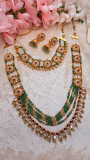 Rajwadi Moissanite Polki choker with long mala combo set